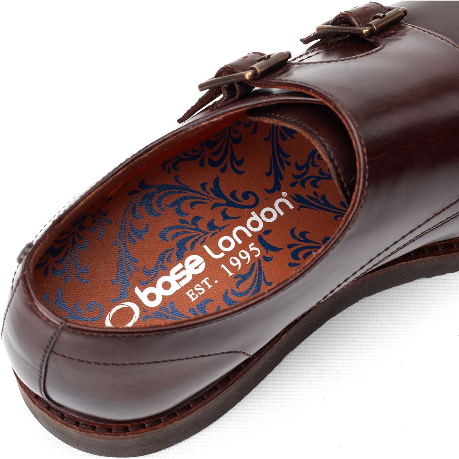 Base London Knight Chaussures À Double Boucle En Cuir Pour Homme Marron Brûlé