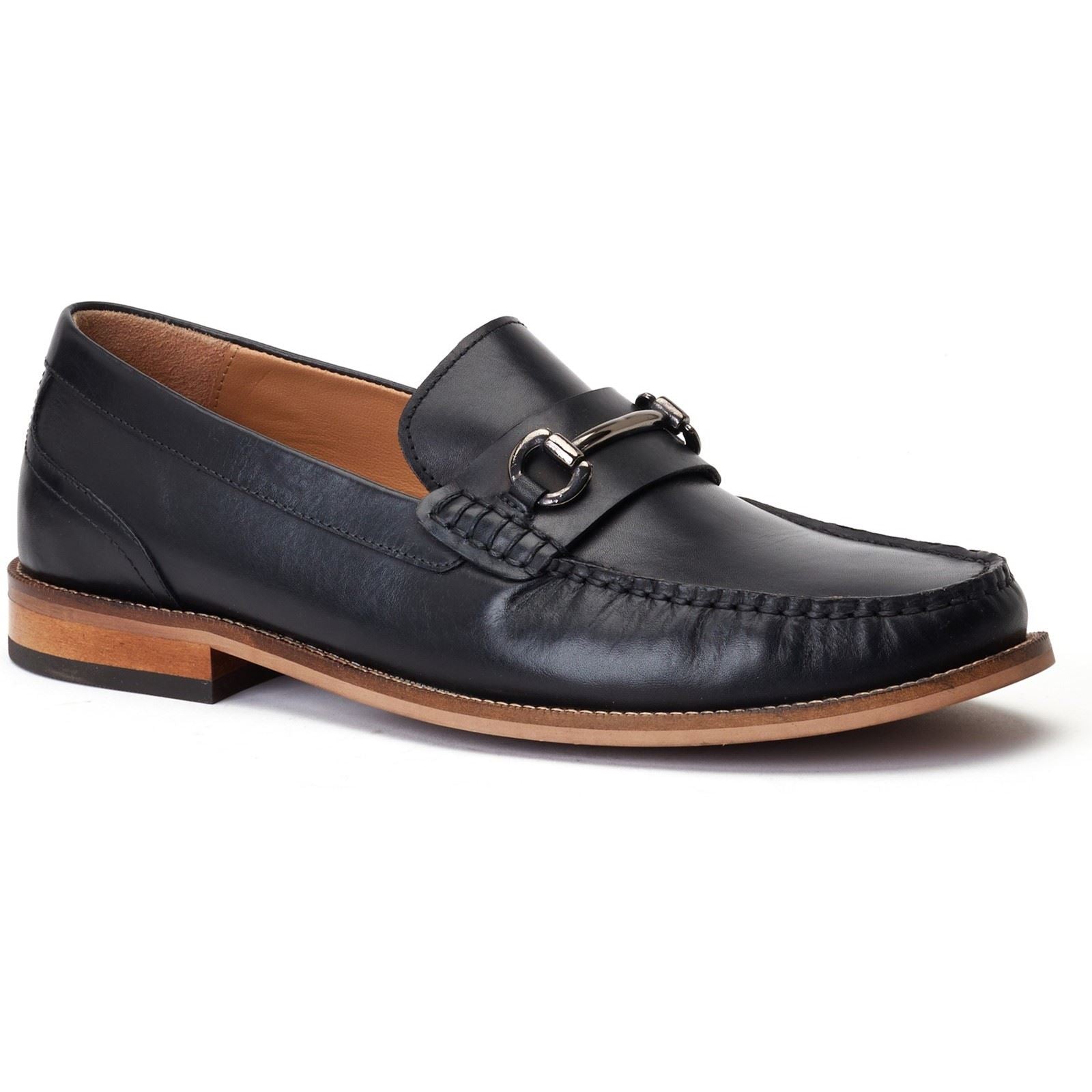 Base London Madison Mocassins Noirs En Cuir Pour Hommes