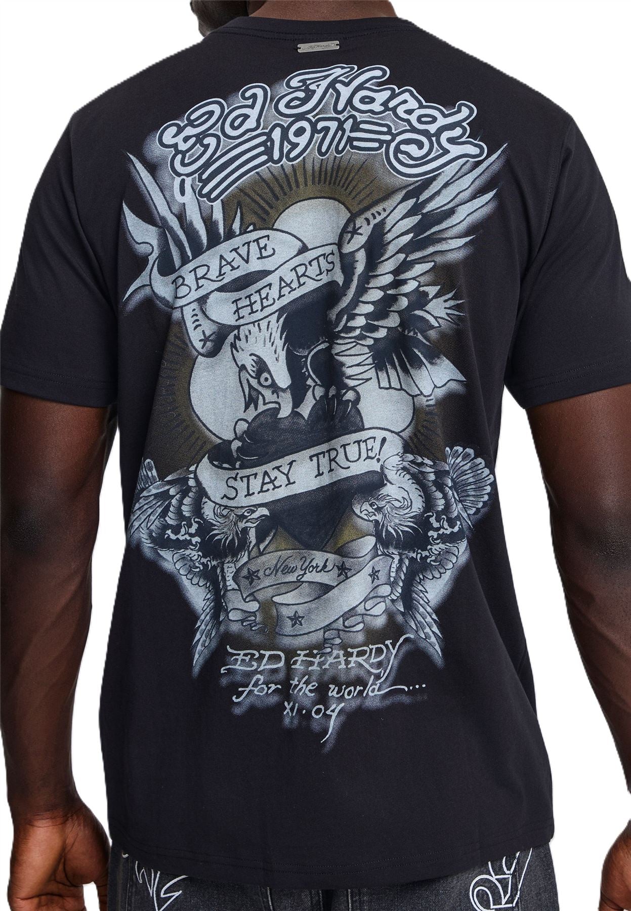 Ed Hardy Stay True Graphic Regular T-Shirts Noirs Pour Hommes