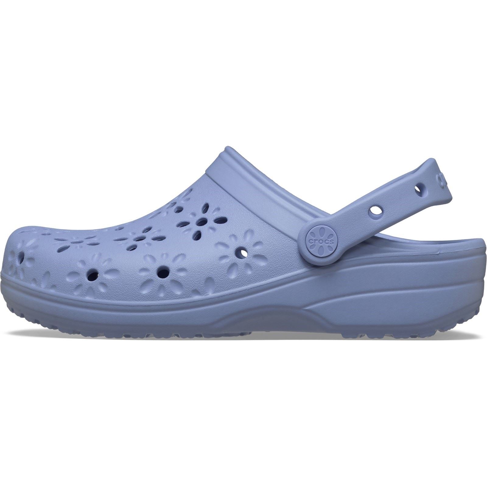 Crocs Classic Floral Cut Out Sabots En Thermoplastique Pour Femmes Blue Haze