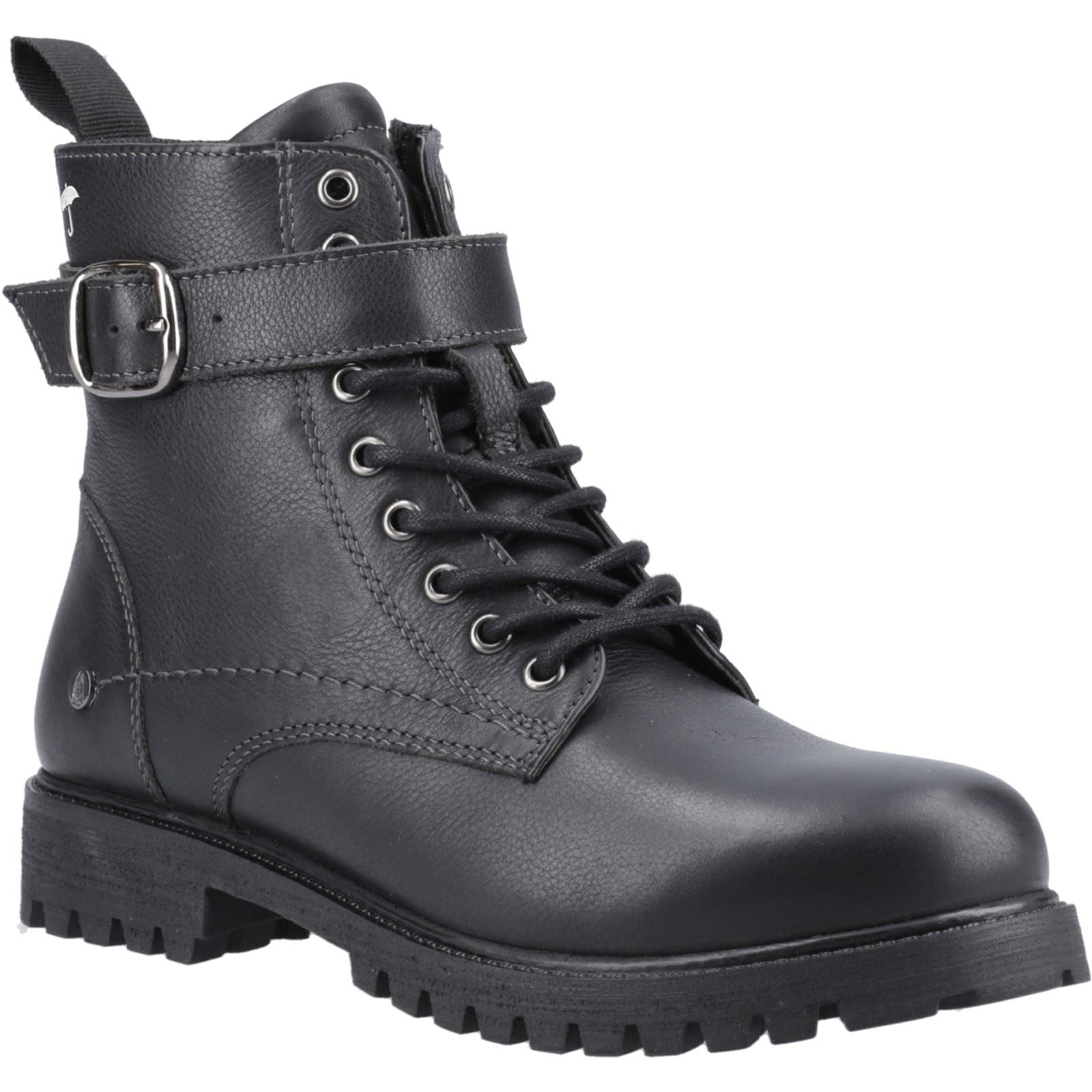 Hush Puppies Wanda Bottes Noires En Cuir Pour Femmes