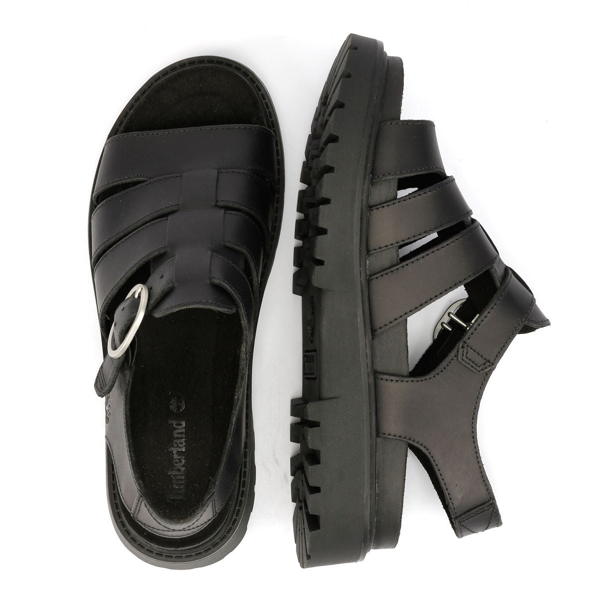 Timberland Clairemont Way Fisherman Sandales Noires Pour Femmes En Cuir