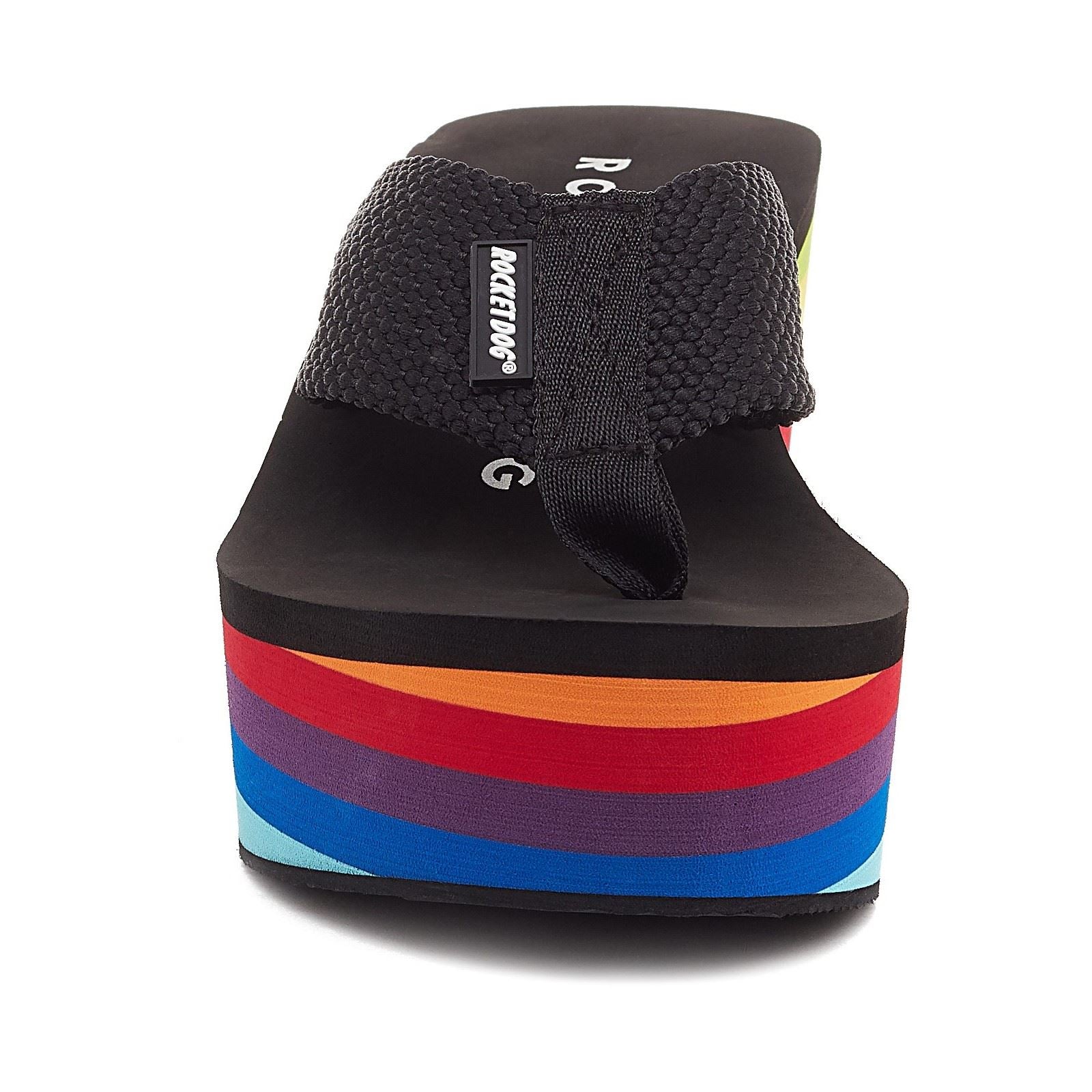 Rocket Dog Crush Sandales Compensées Noires En Coton Pour Femmes