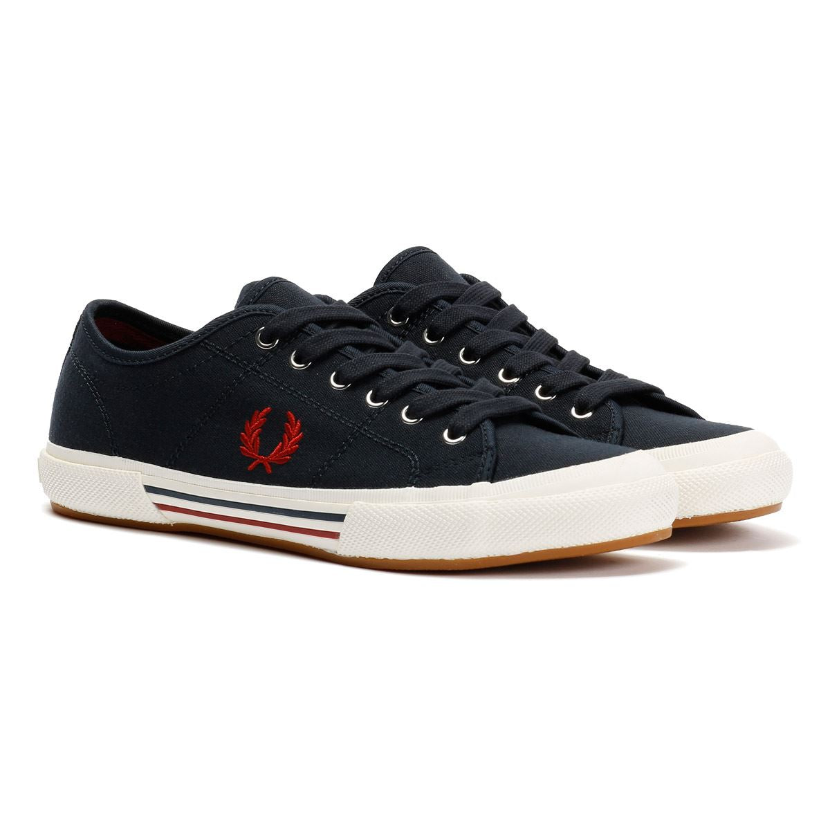Fred Perry B708 Vintage Tennis Baskets Bleues En Toile Pour Hommes