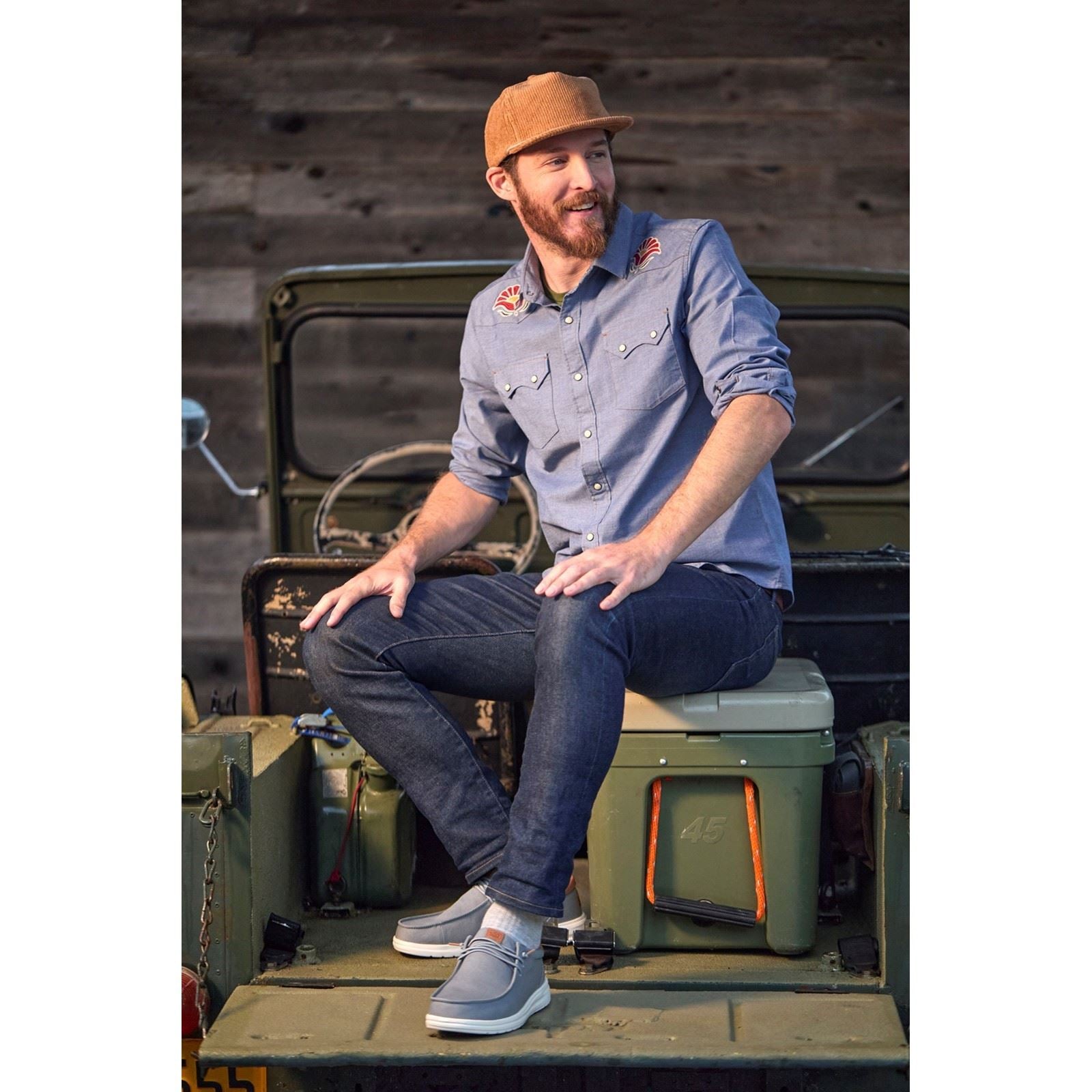 HEYDUDE Paul Canvas Chaussures Mocassins Pour Hommes En Coton Gris Monument