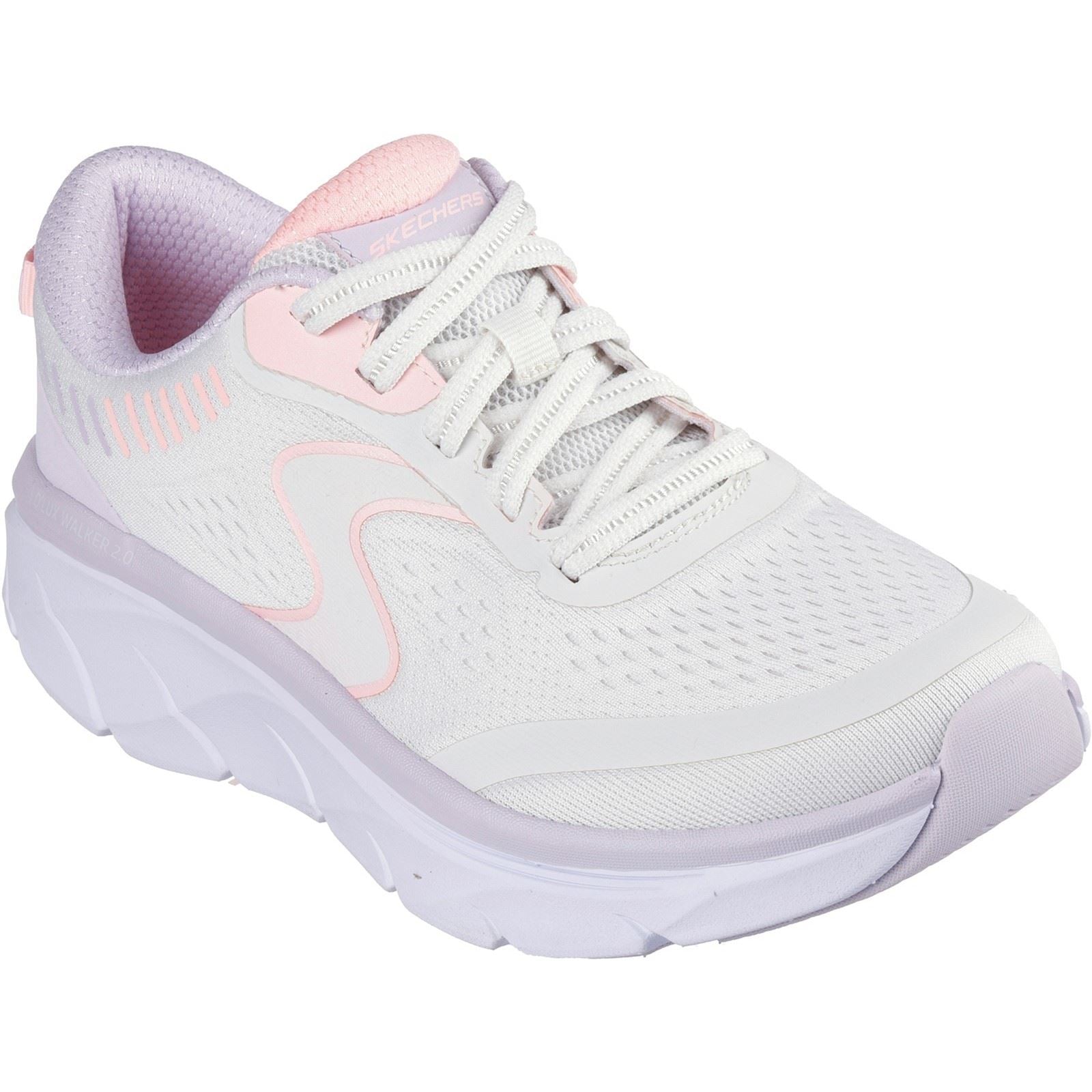 Skechers D'Lux Walker 2.0 Active Pace Chaussures De Sport Pour Femmes En Textile Blanc Cassé/Rose