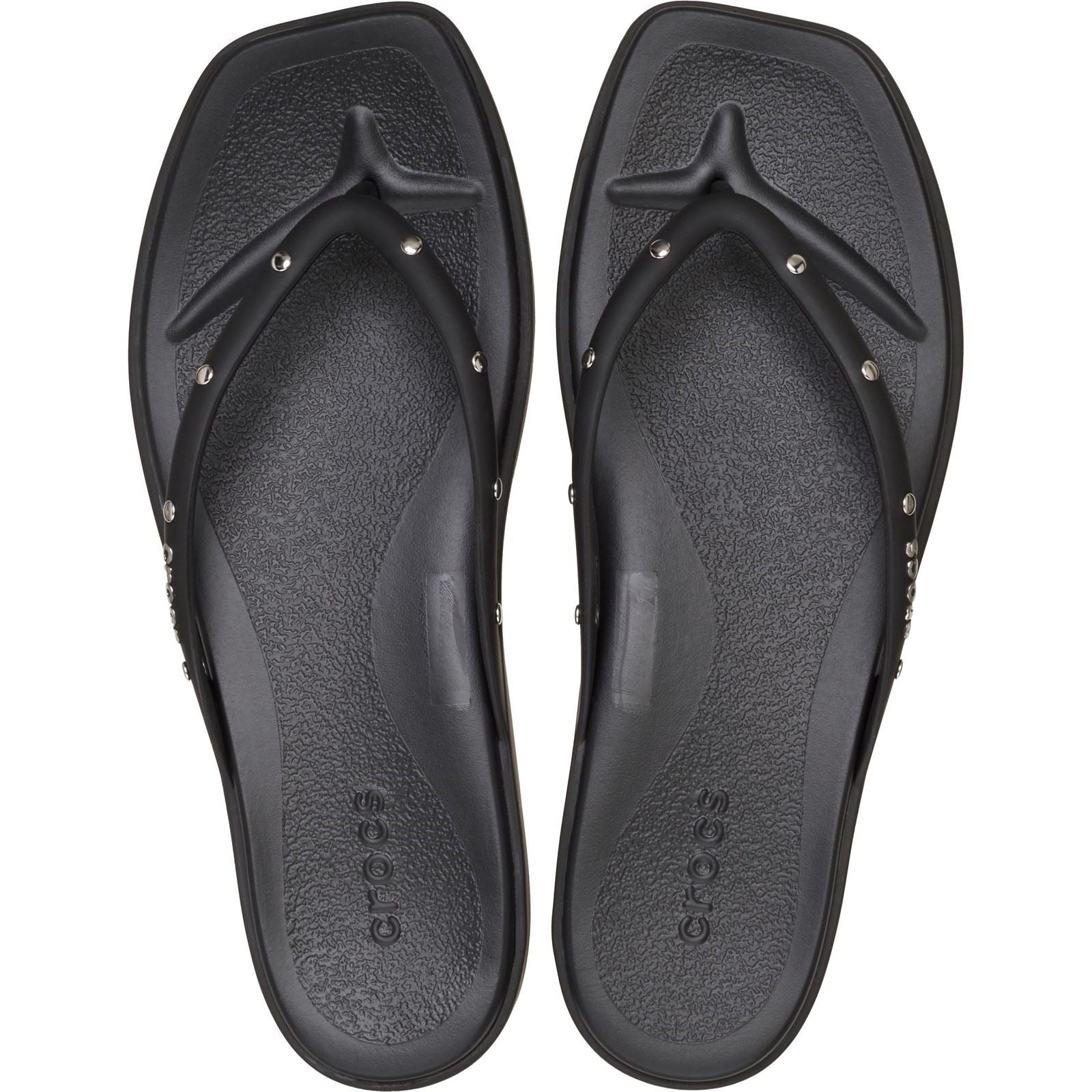 Crocs Miami Studded Flip Tongs Noires En Thermoplastique Pour Femmes