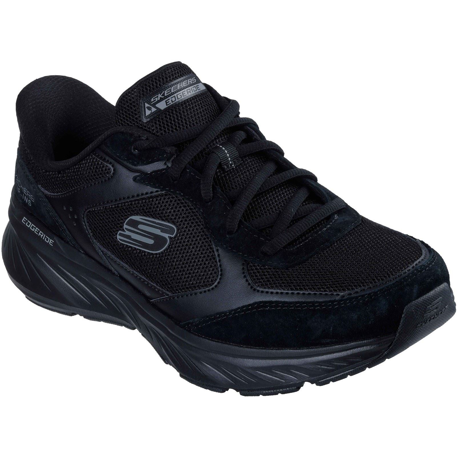 Skechers Edgeride Erlon Baskets Noires En Cuir Pour Hommes