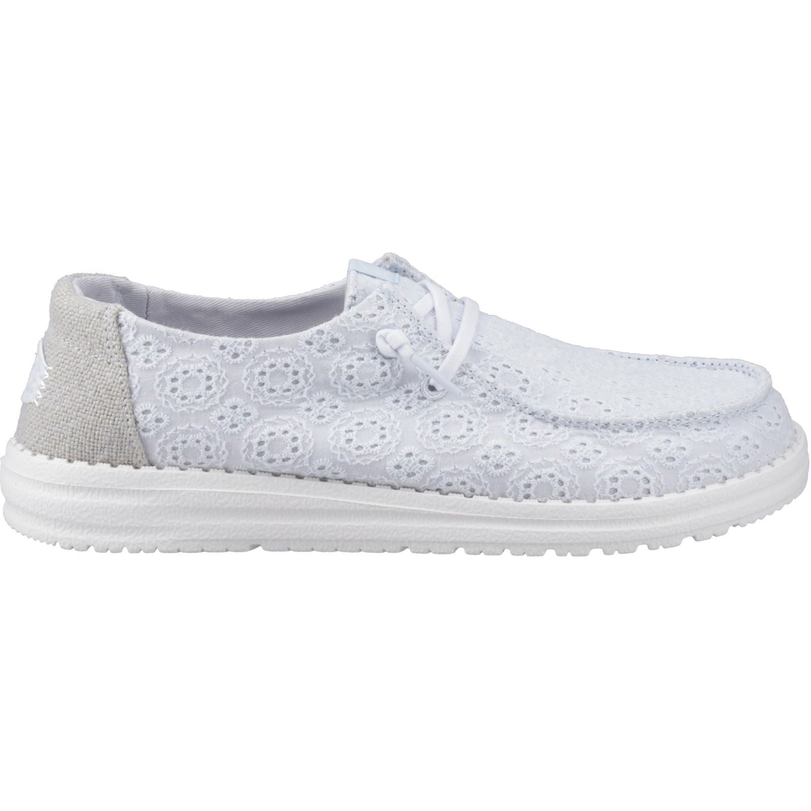 HEYDUDE Wendy Eyelet Lace Chaussures Mocassins Bleu Ancien Pour Femmes En Mélange De Coton