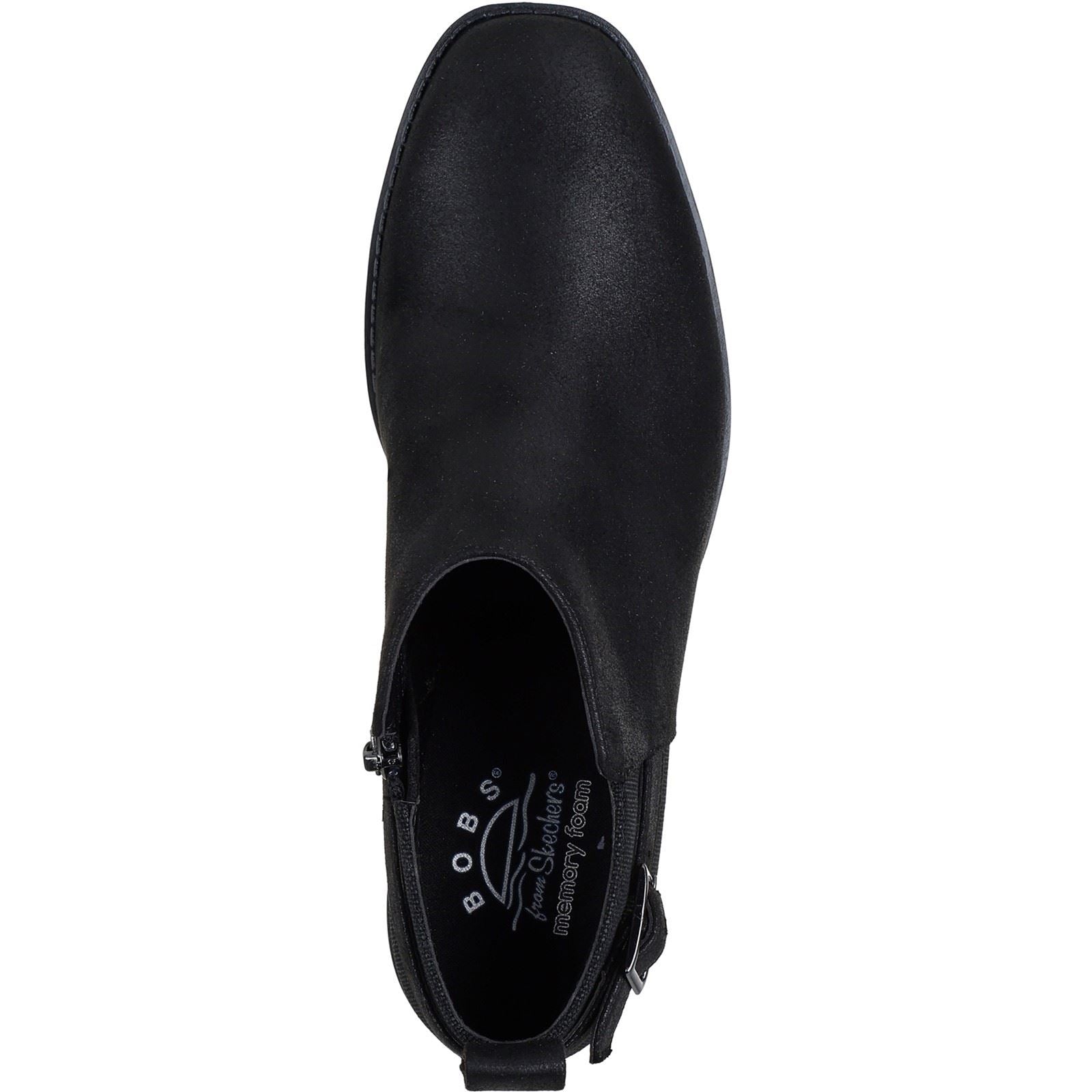 Skechers BOBS Wander Luxe Bottines À Talons Noirs Pour Femmes En Textile
