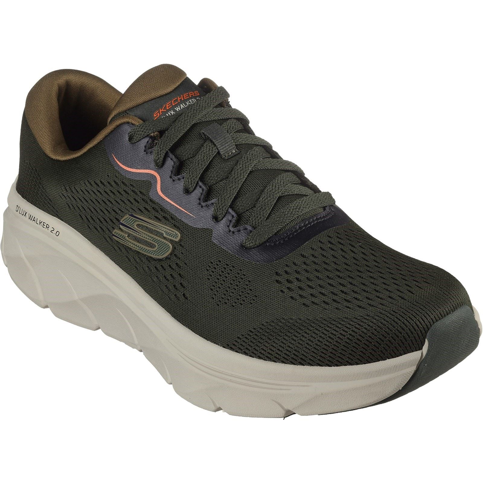 Skechers D'Lux Walker 2.0 Baskets Pour Hommes En Polyester Olive/Orange