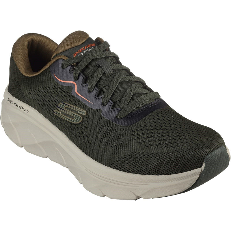 Skechers D'Lux Walker 2.0 Baskets Pour Hommes En Synthétique Olive/Orange