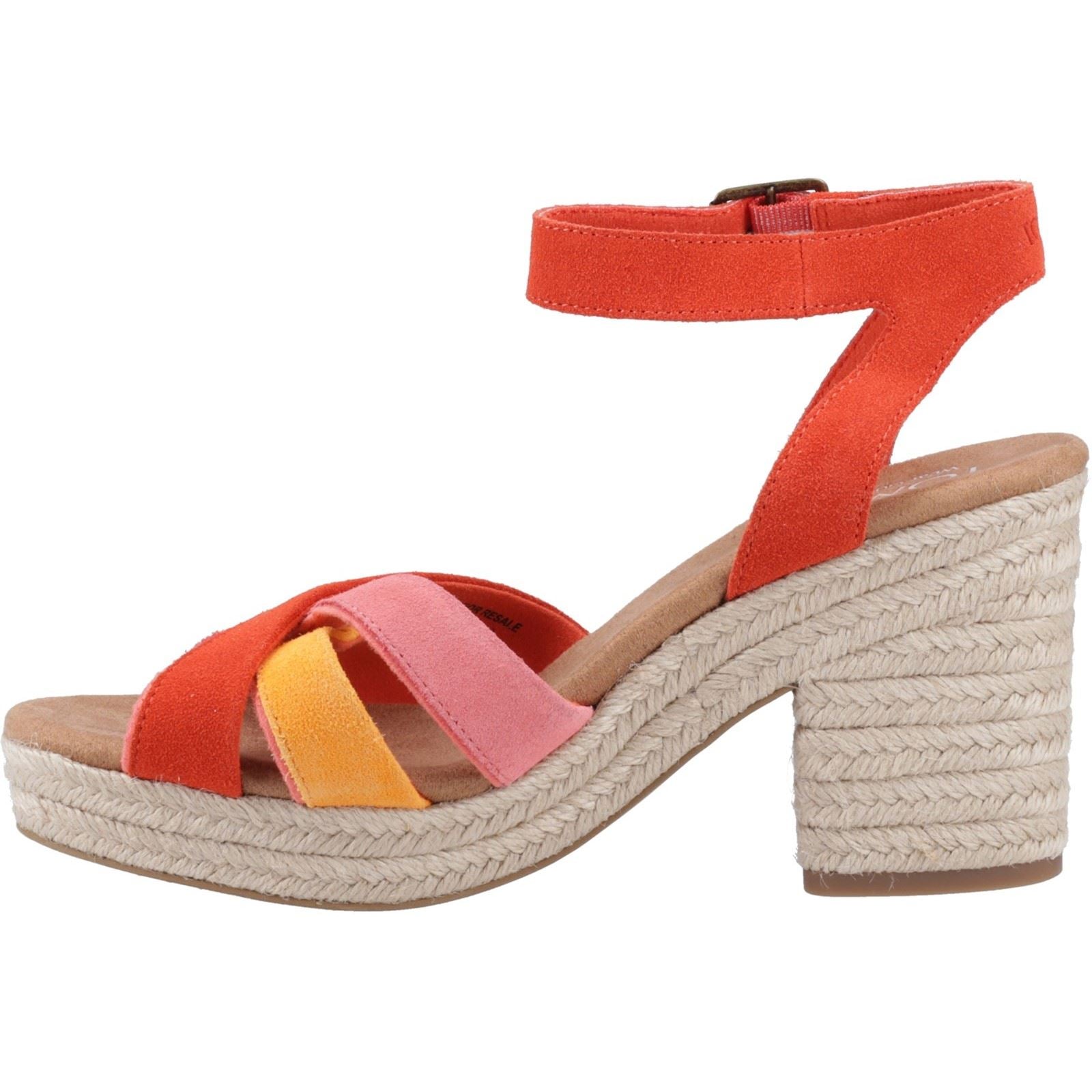 TOMS Majorca Strappy Sandales Pour Femmes En Cuir Avec Motif Flamme