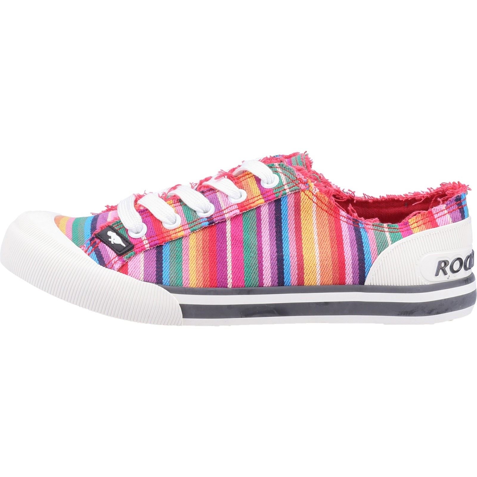 Rocket Dog Jazzin Eden Stripe Baskets Multicolores Rouges En Coton Pour Femmes