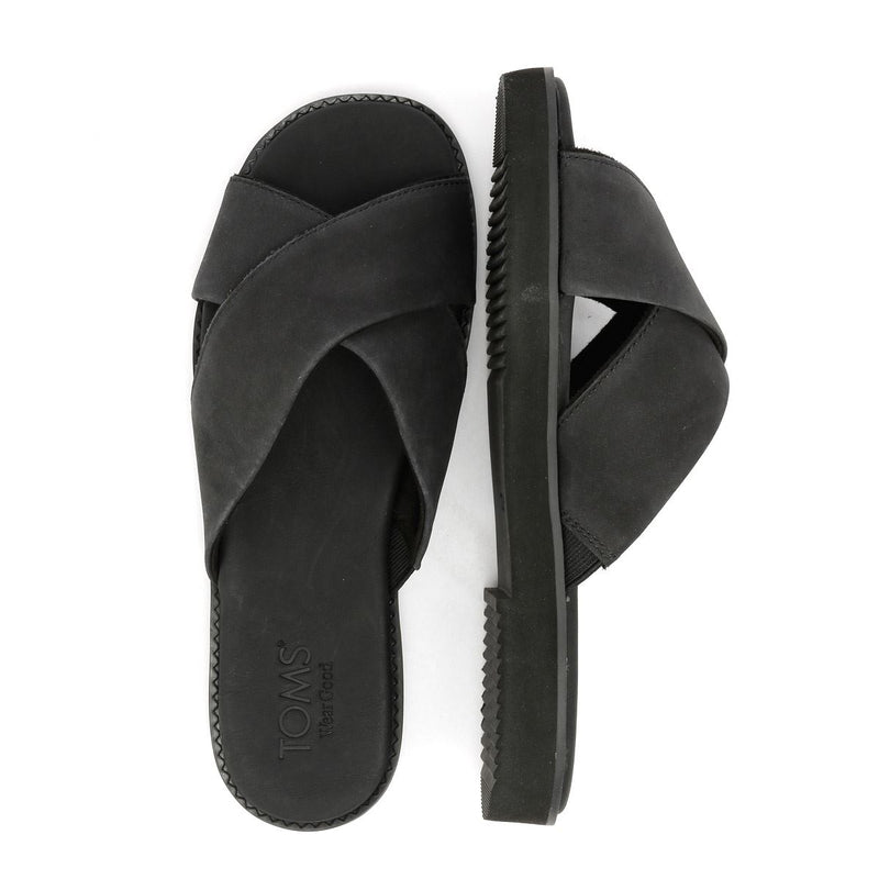 TOMS Mae Crossover Sandales Noires Pour Femmes En Cuir