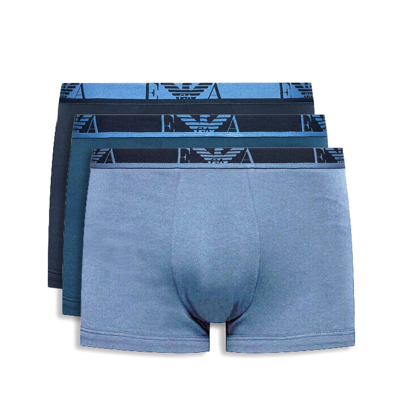Emporio Armani Mens 3 Pack Trunk Blue Multi