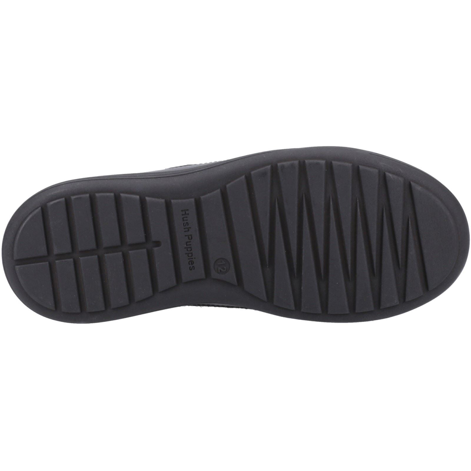 Hush Puppies Shane Junior Chaussures Noires Pour Garçons En Cuir À Lacets