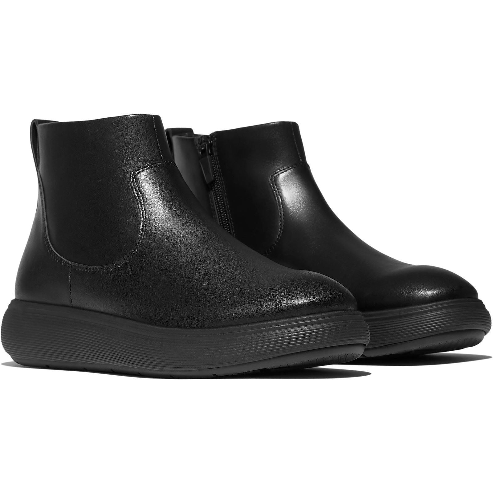 Fitflop Iq-Comff Bottes Noires Tout En Cuir Pour Femmes