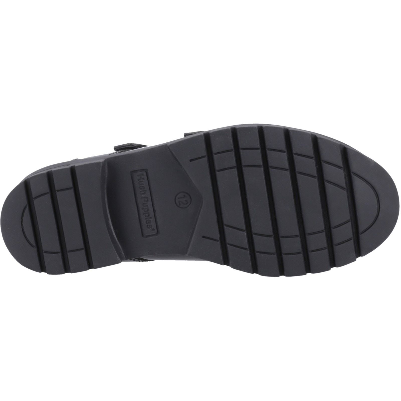 Hush Puppies Ella Patent Senior Chaussures Noires Pour Filles En Cuir