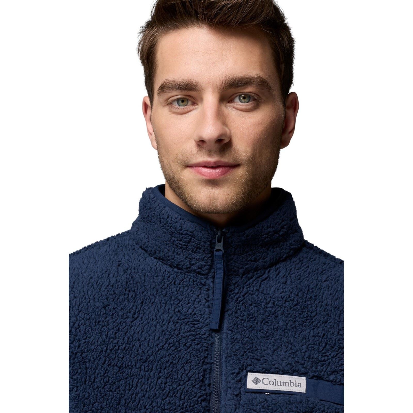 Columbia Rugged Ridge High Pile Full Zip Veste En Polaire Bleue Pour Homme