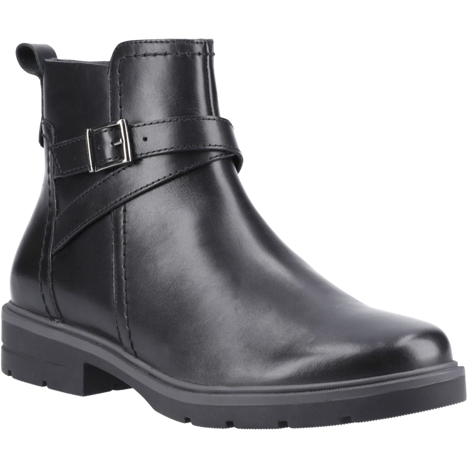 Hush Puppies Tove Bottes Noires En Cuir Pour Femmes