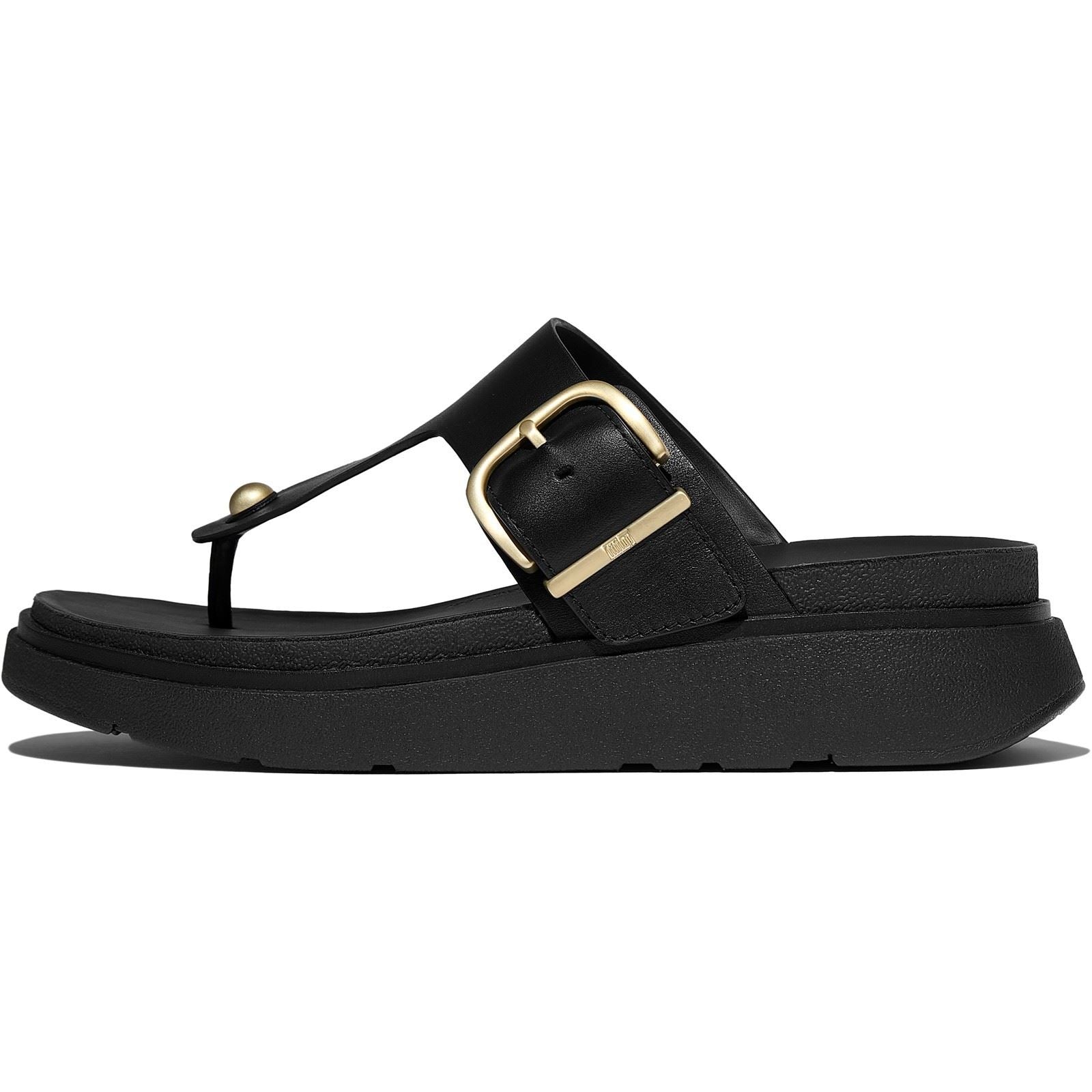 Fitflop Gen-FF Toe-Post Sandales Noires En Cuir Pour Femmes