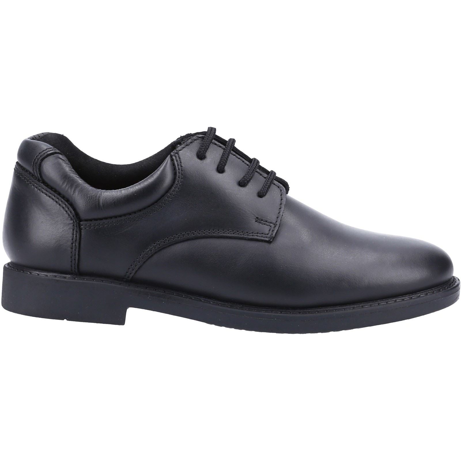 Hush Puppies Tim Junior Chaussures Noires Pour Garçons En Cuir.