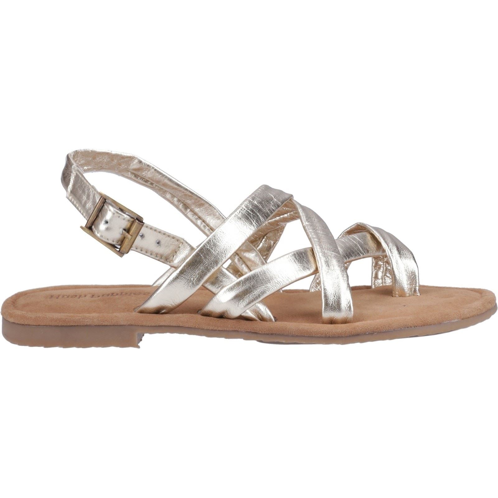 Hush Puppies Hope Sandales En Cuir Doré Pour Femme