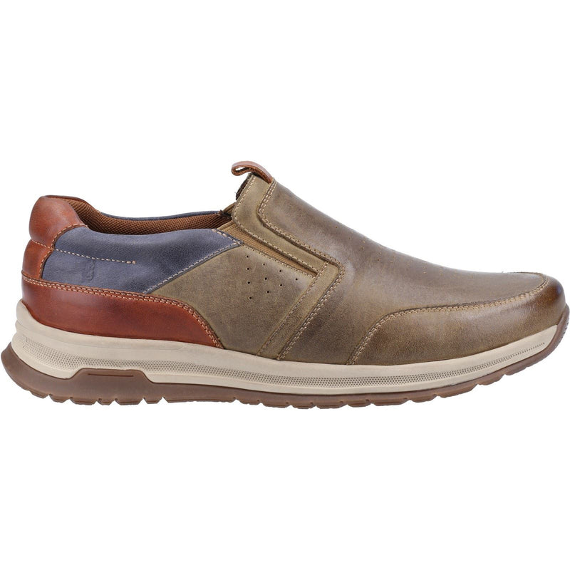 Hush Puppies Cole Mocassins En Cuir Pour Hommes En Mélange De Cuir Kaki/Marine/Beige