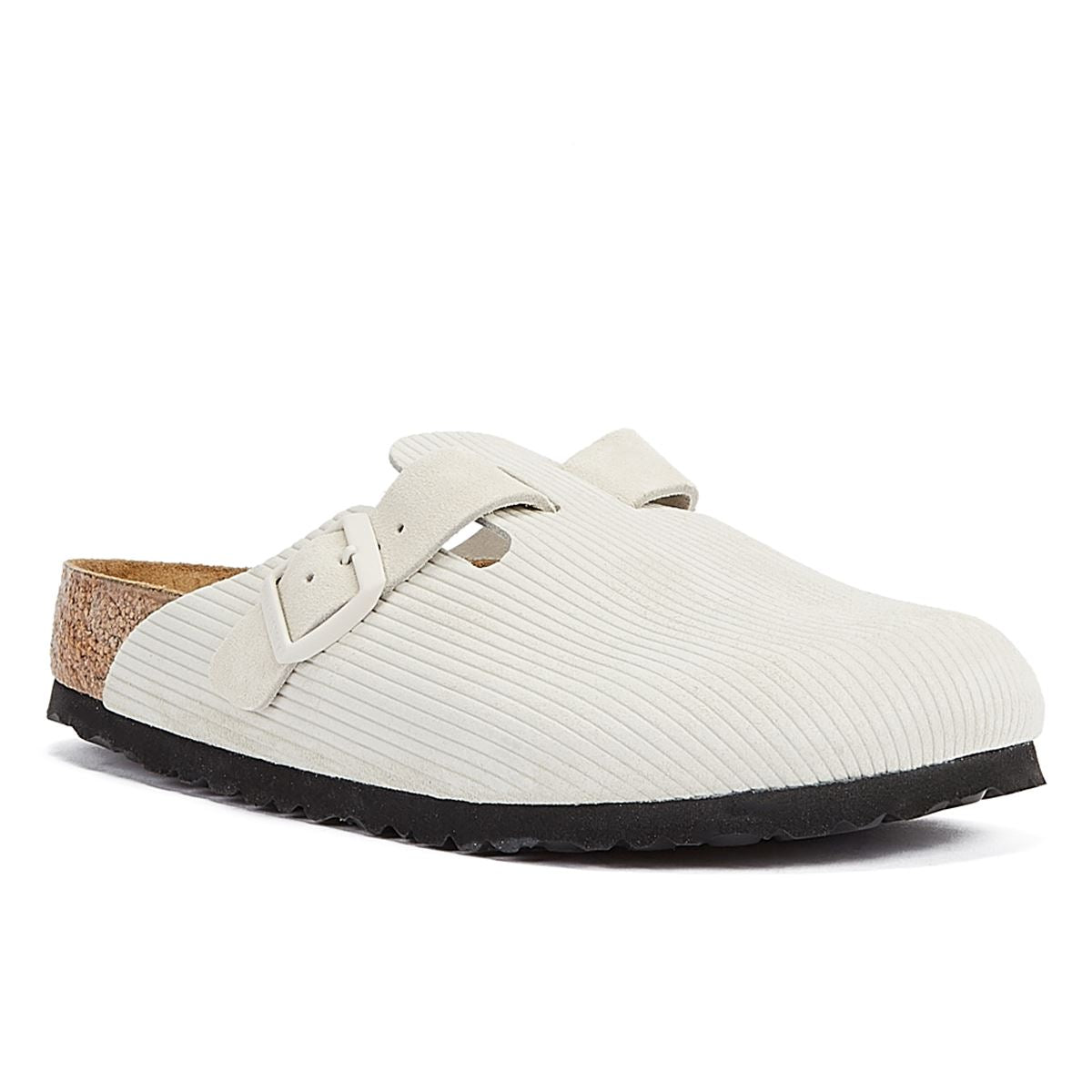 Birkenstock Chaussures De Confort Blanches Pour Femmes Sabot En Velours Côtelé Antique Boston
