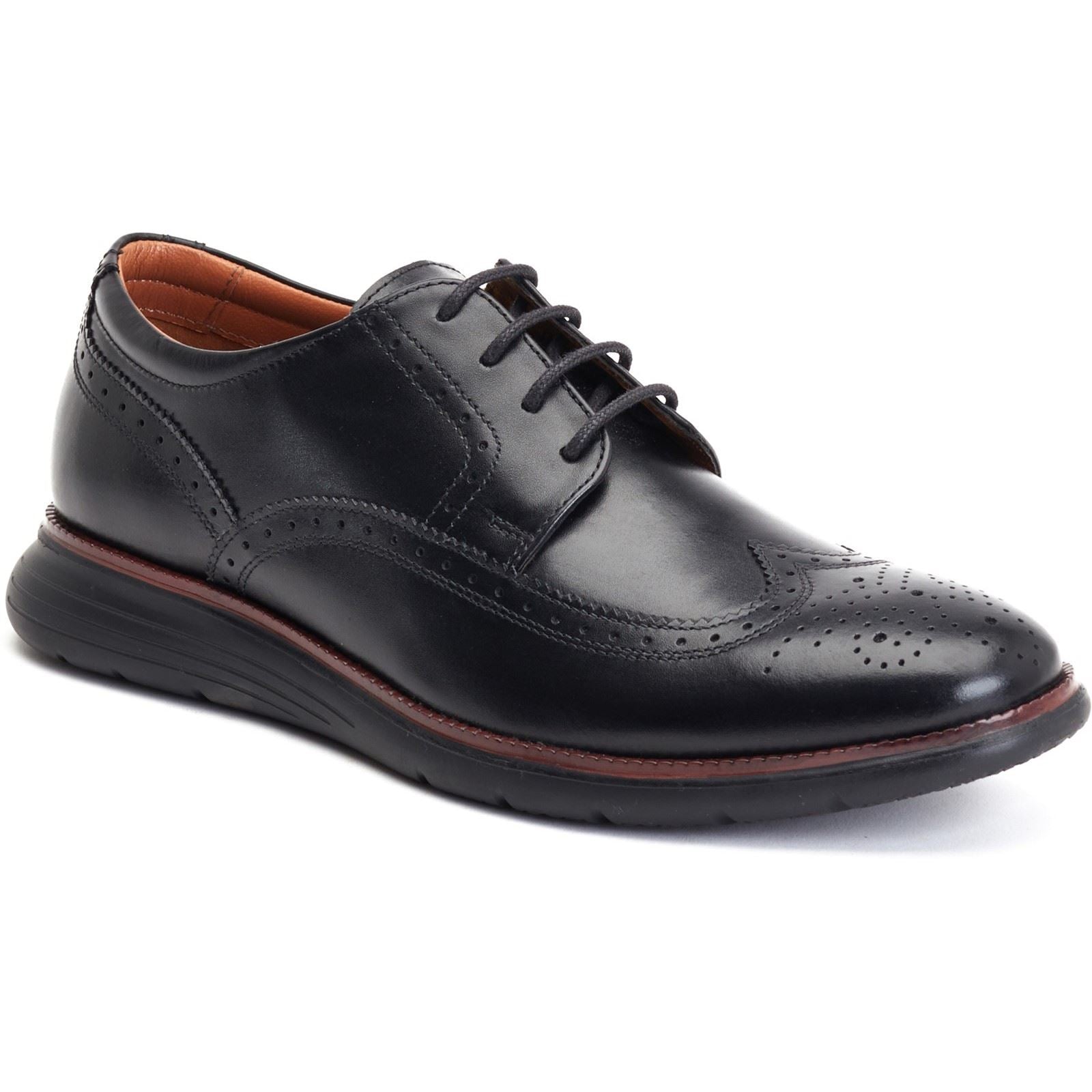 Base London Flight Chaussures Richelieu Pour Hommes En Cuir Noir