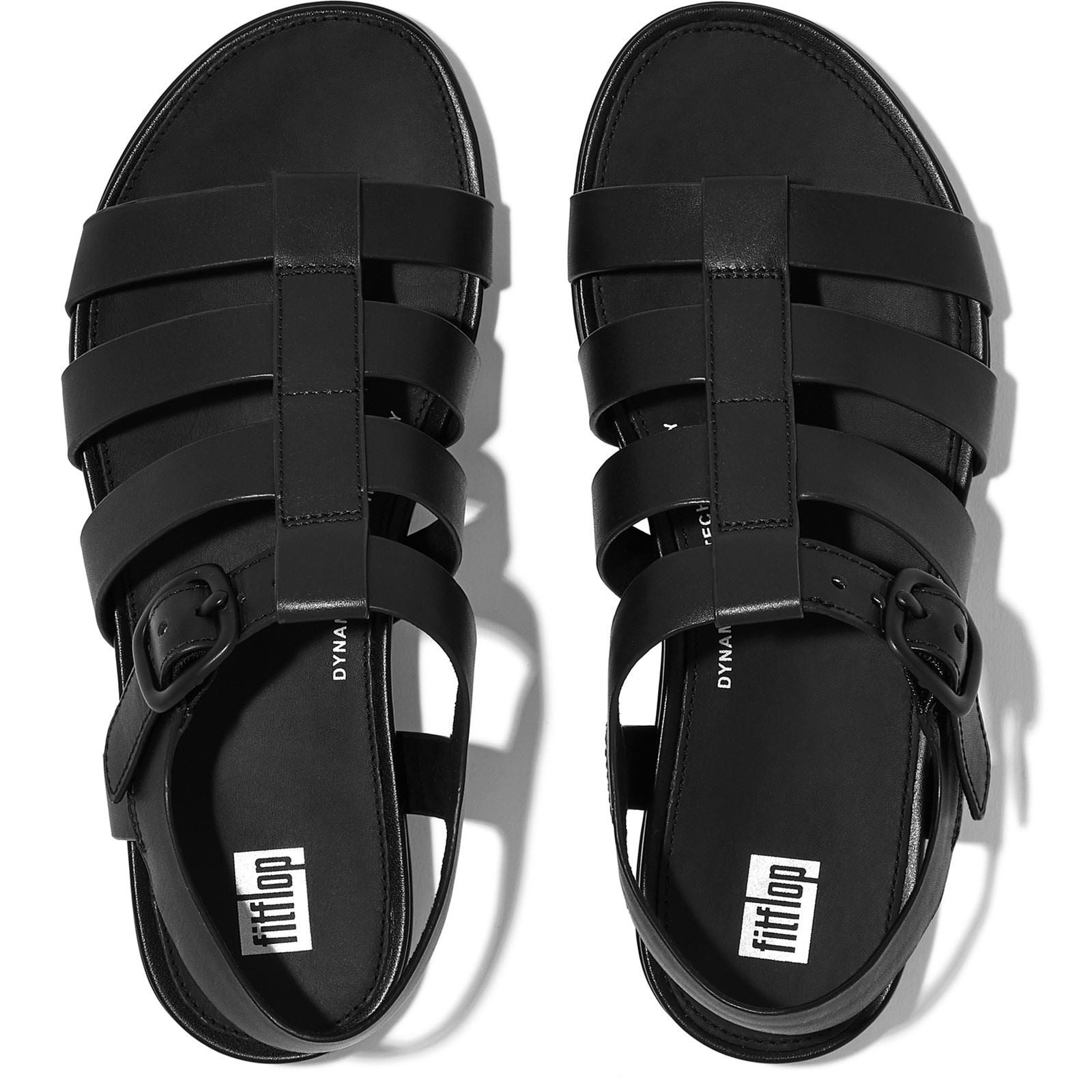 Fitflop Gracie Fisherman Sandales En Cuir Tout Noir Pour Femmes