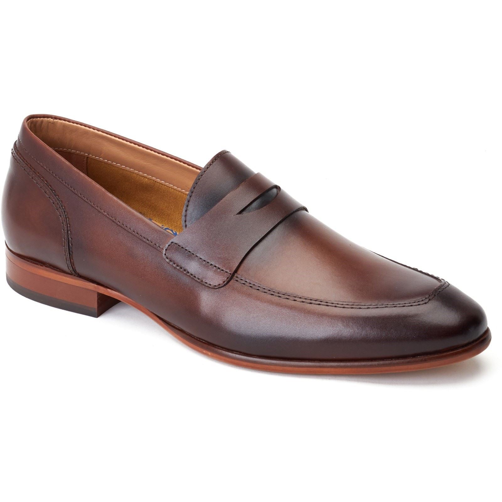 Base London Bruno Chaussures Loafers Marron Brûlé Pour Hommes En Cuir
