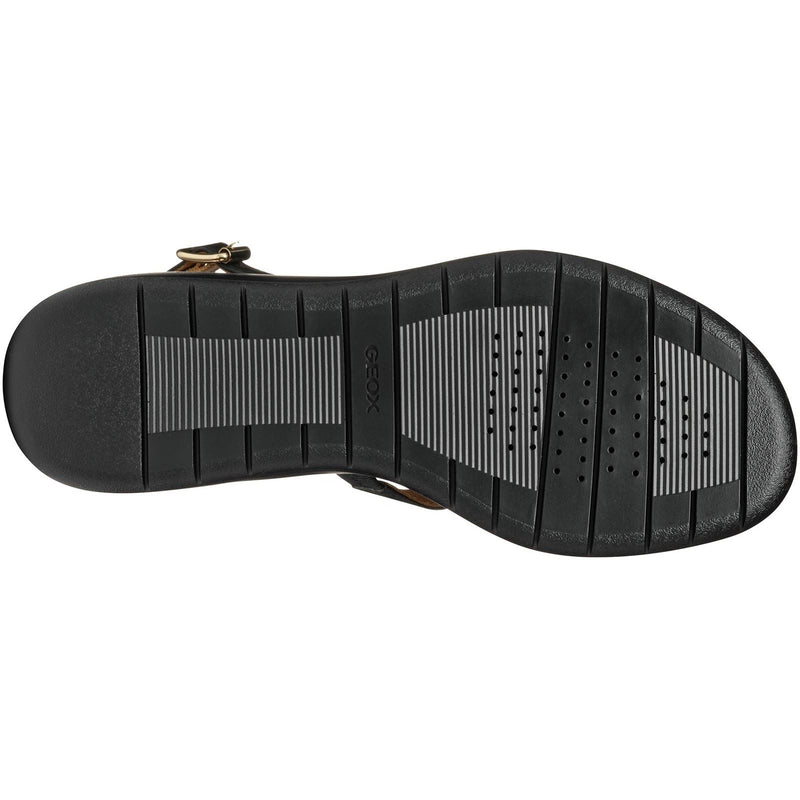 Geox D MELICONIA Sandales Compensées Noires Pour Femmes En Polyuréthane Synthétique