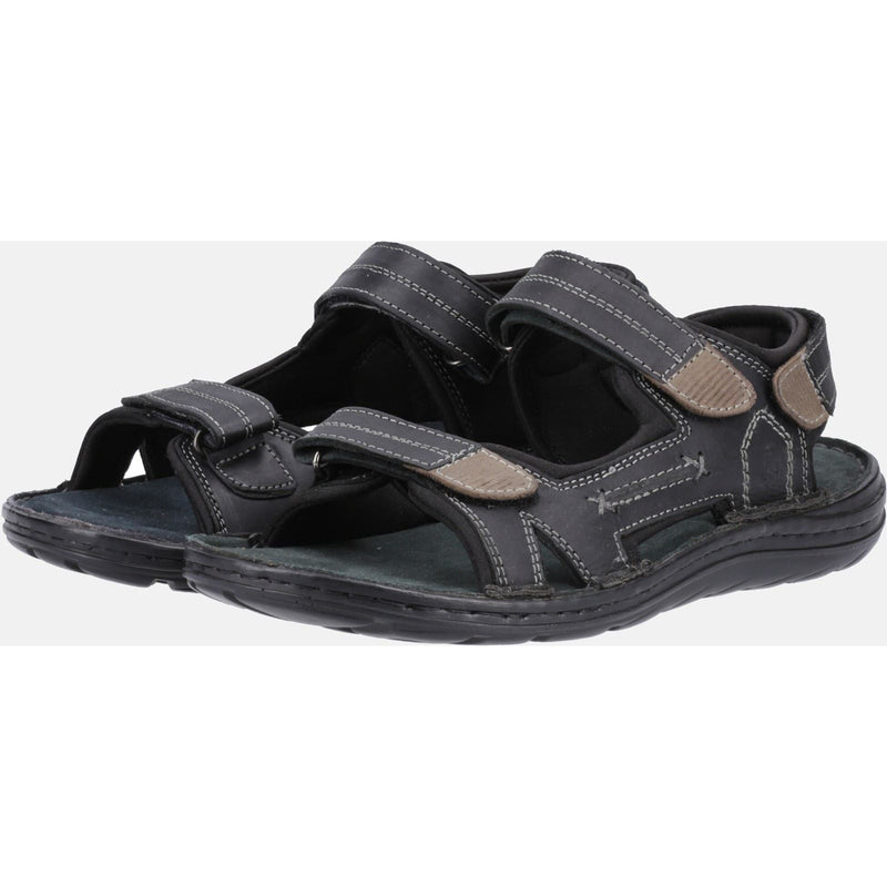 Hush Puppies Alistair Sandales Noires Pour Hommes En Cuir