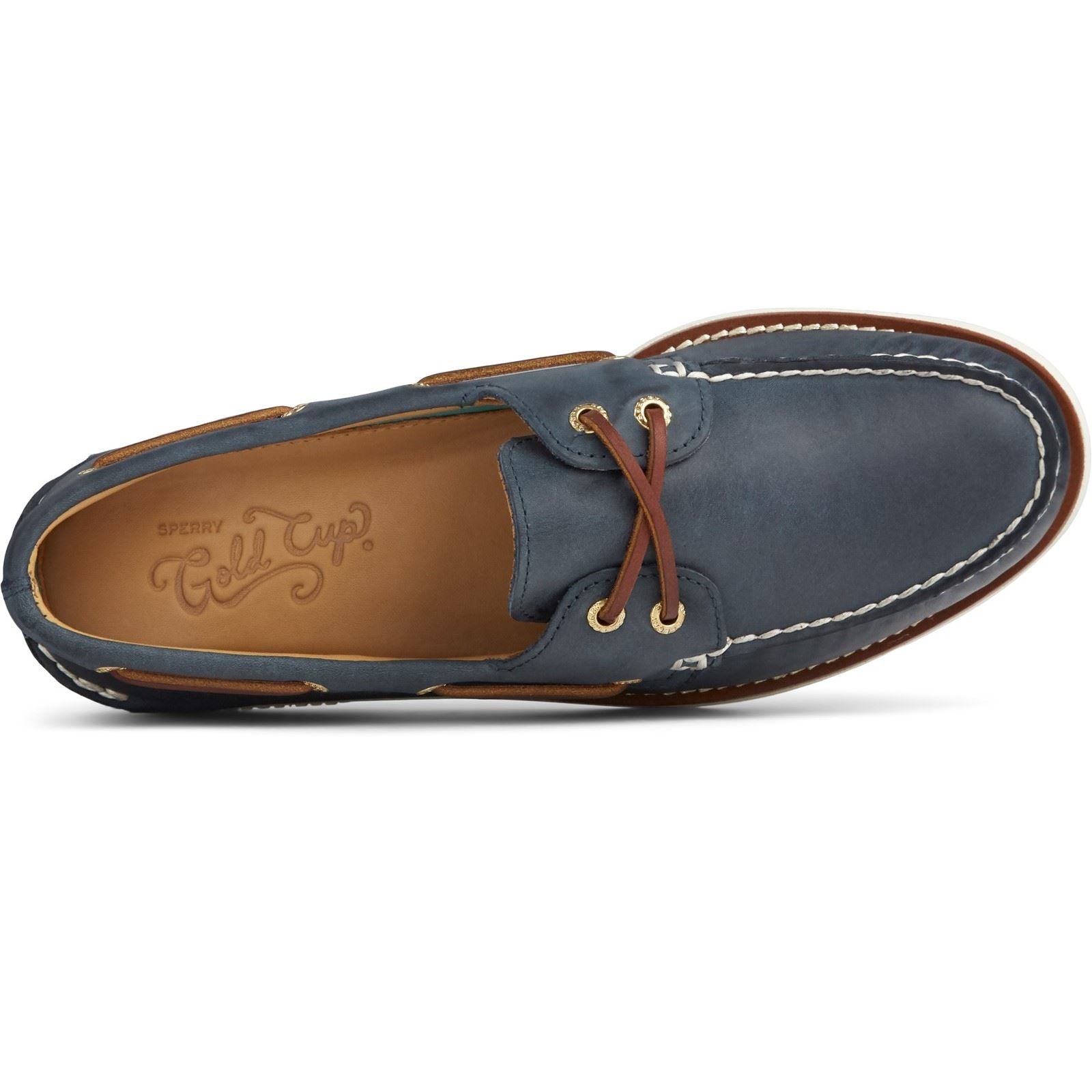 Sperry Authentic Gold Cup Chaussures Bateau Pour Hommes En Cuir Bleu Marine