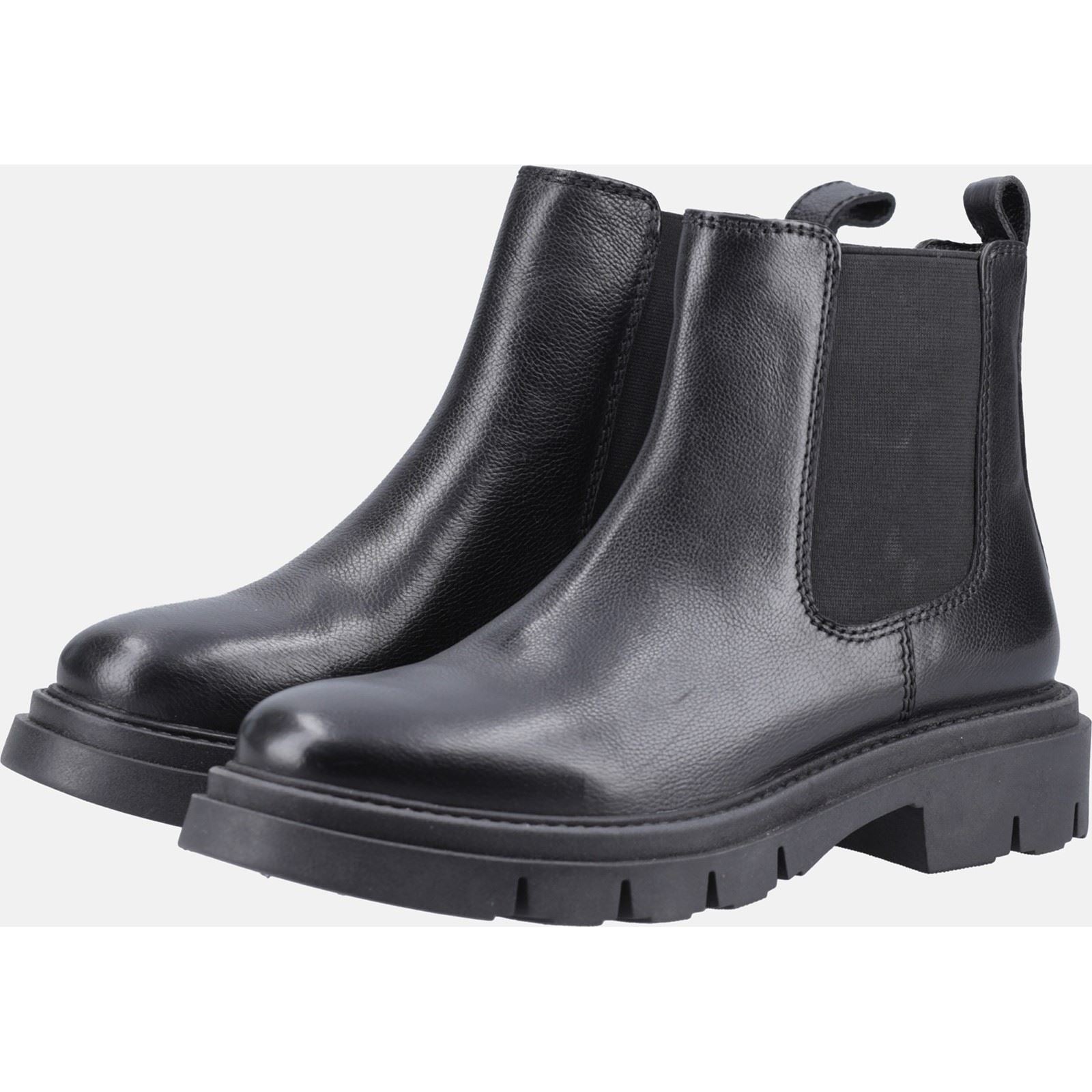 Hush Puppies Raya Chelsea Bottes Noires En Cuir Pour Femmes