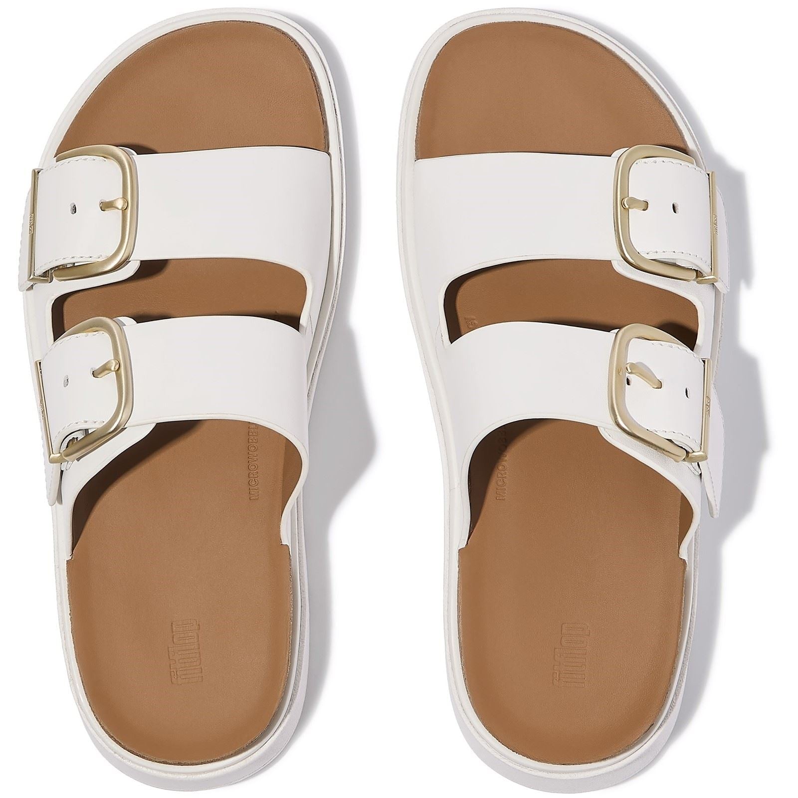 Fitflop Gen-FF Two-Bar Sandales Blanches Urbaines En Cuir Pour Femmes