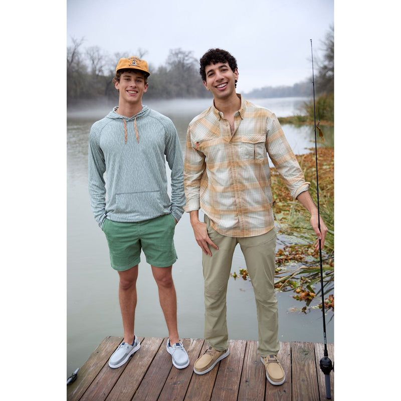 HEYDUDE Welsh Grip Classic Mesh Mocassins Bateau Marron En Mélange De Coton Pour Hommes