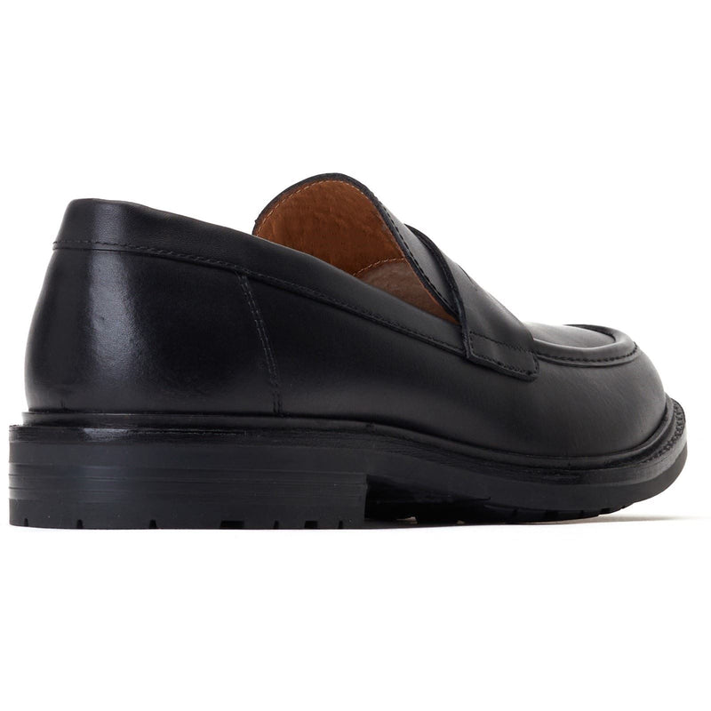 Base London Ivey Mocassins Noirs En Cuir Pour Hommes