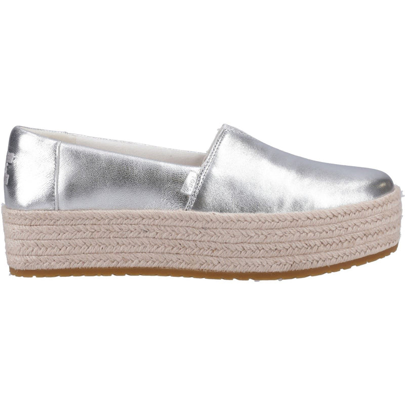 TOMS Valencia Espadrilles En Cuir Pour Femmes, Couleur Argent.