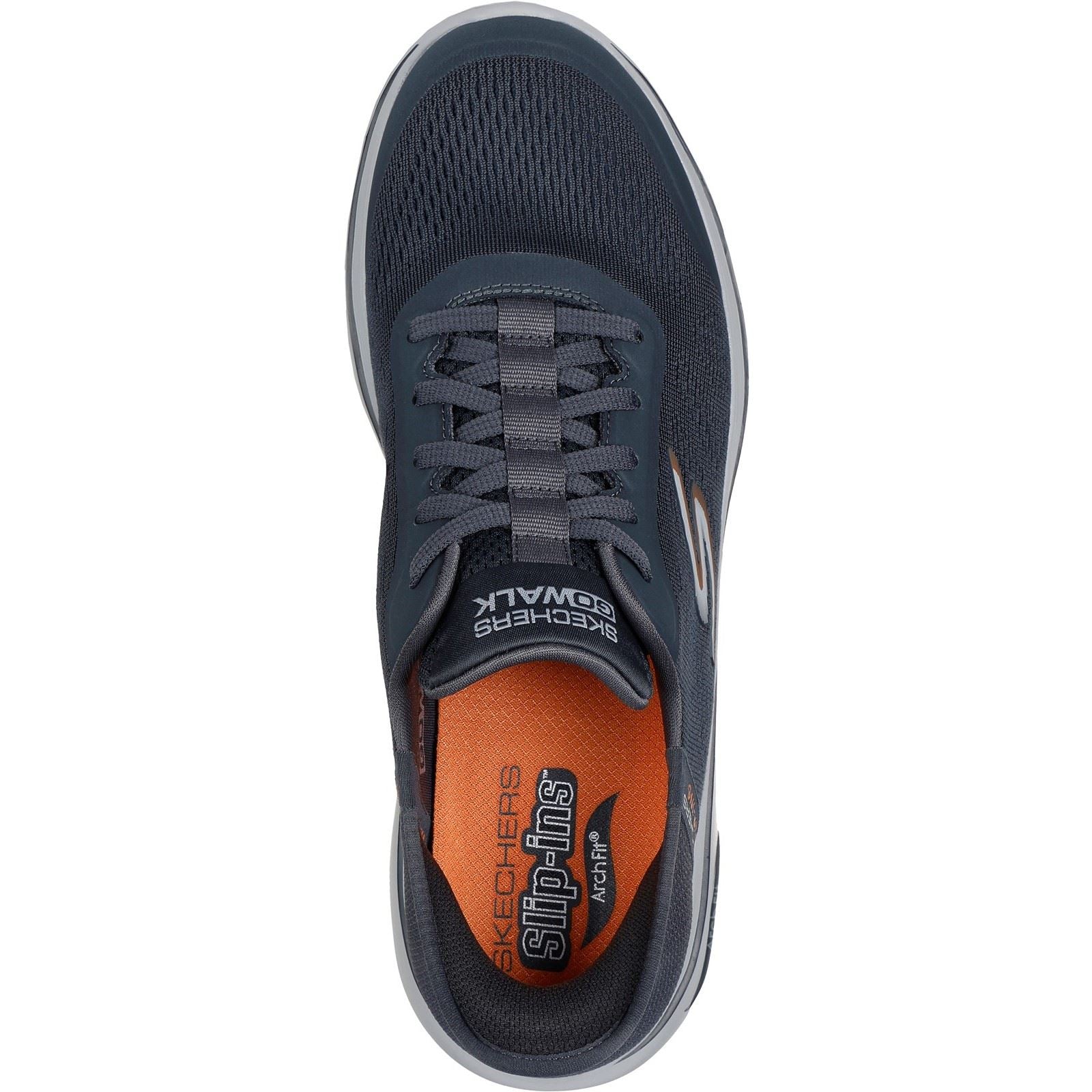 Skechers Arch Fit 2.0 Simplicity 2 Sneakers En Toile Pour Hommes, Couleur Charbon/Orange