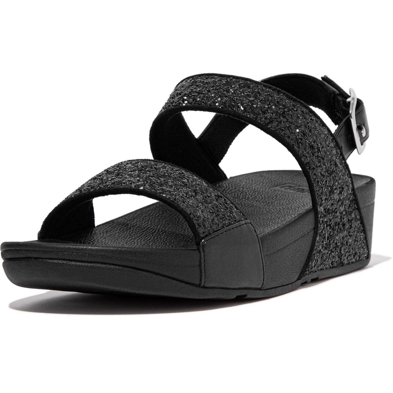 Fitflop Lulu Glitter Sandales À Paillettes Noires En Polyuréthane Pour Femmes
