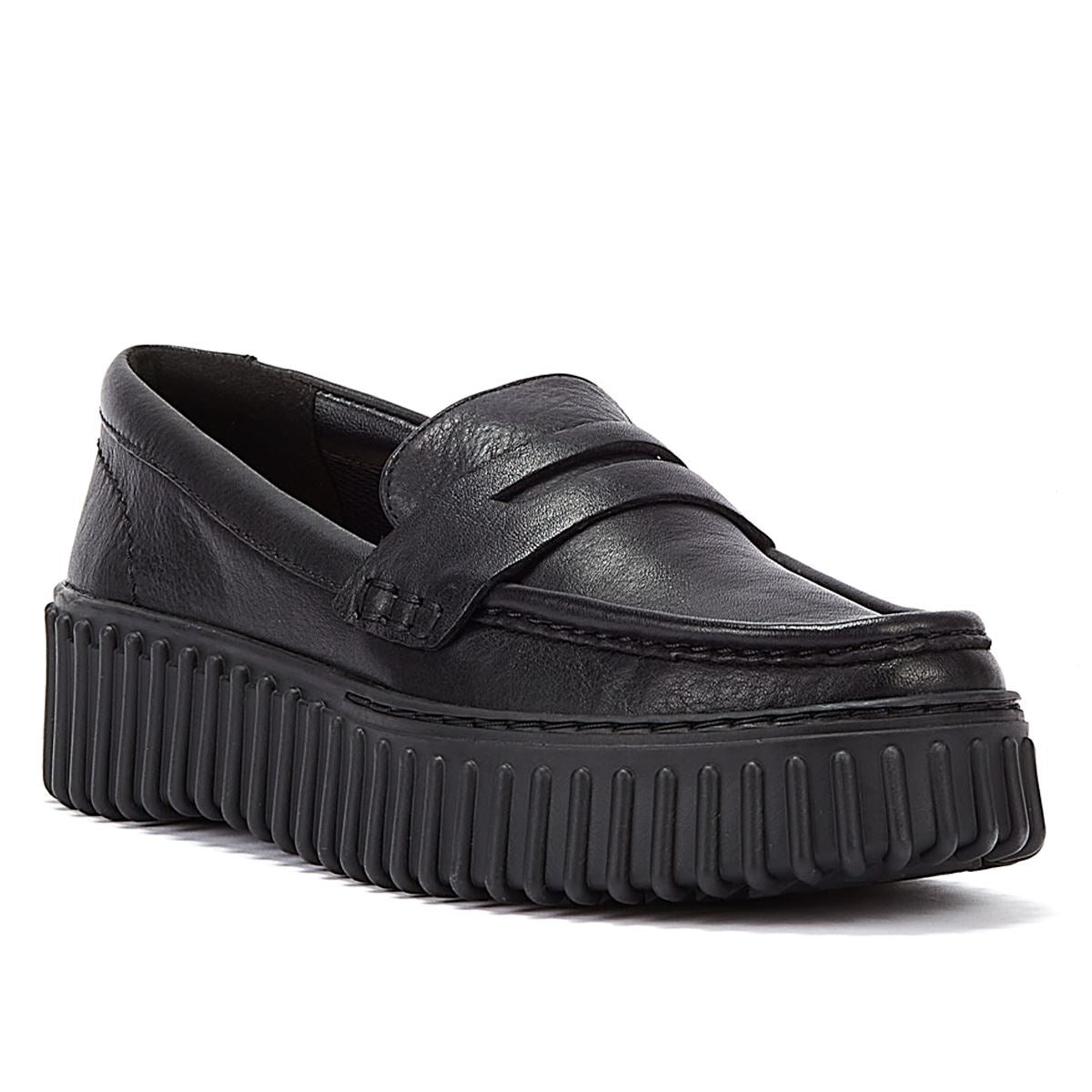 Clarks Main Torhill Penny en cuir pour femmes Chaussures de confort noires