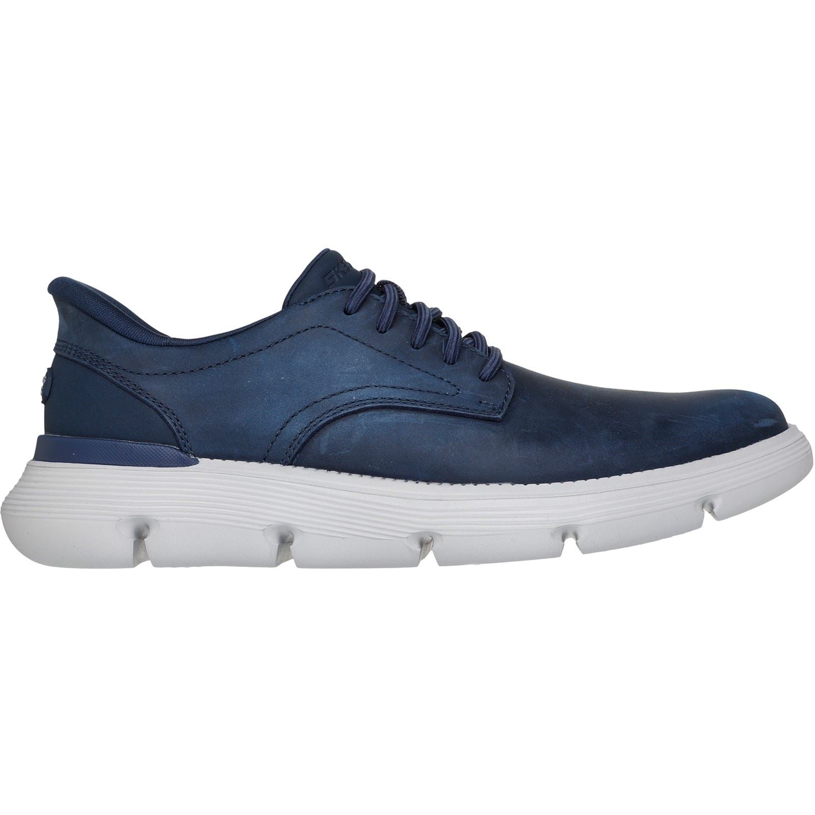 Skechers Garza Duran Chaussures À Lacets En Cuir Pour Homme Bleu Marine/Blanc