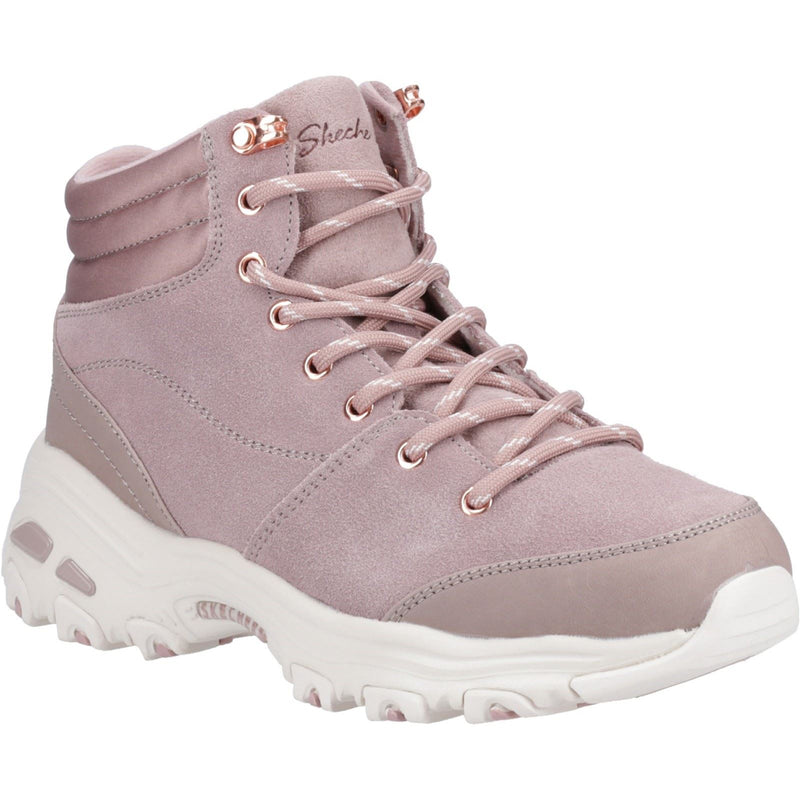 Skechers D'Lites Bottes Roses Poudrées Pour Femmes En Cuir