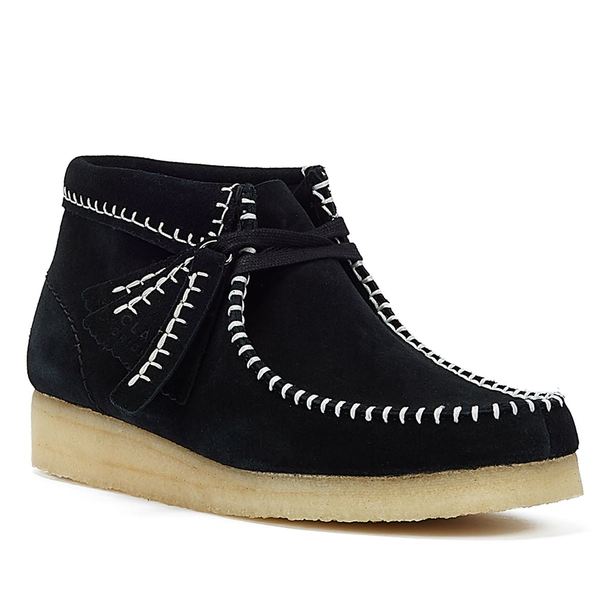 Clarks Bottes Noires Pour Femmes En Suède Avec Couture Wallabee