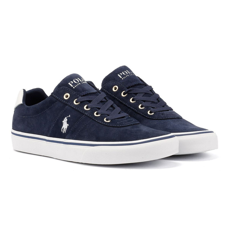 Ralph Lauren Hanford III Baskets Bleues En Cuir Pour Hommes