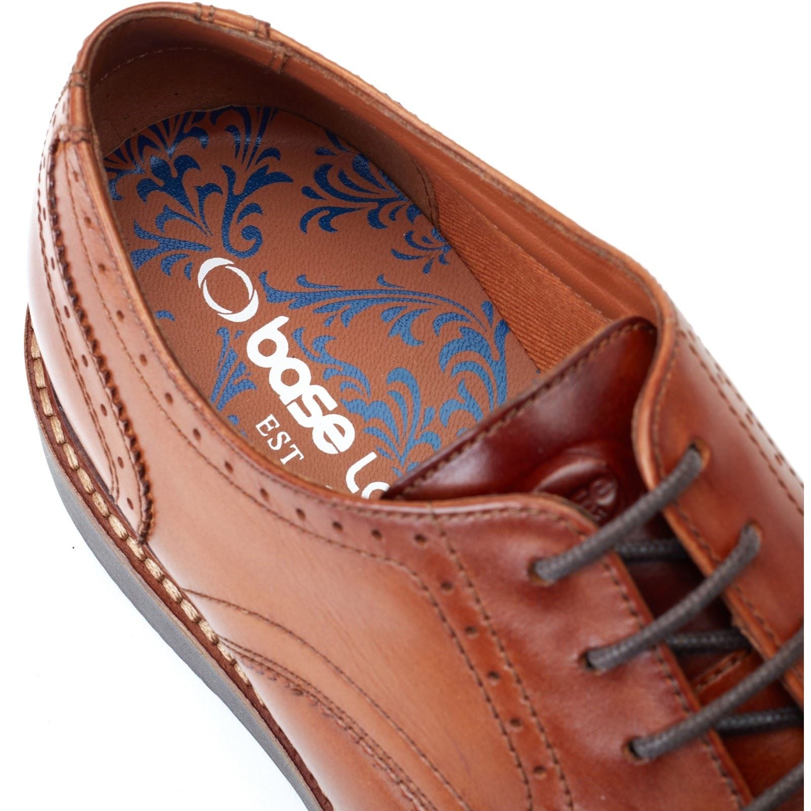 Base London Joe Chaussures Oxford Pour Hommes En Cuir Marron Brûlé