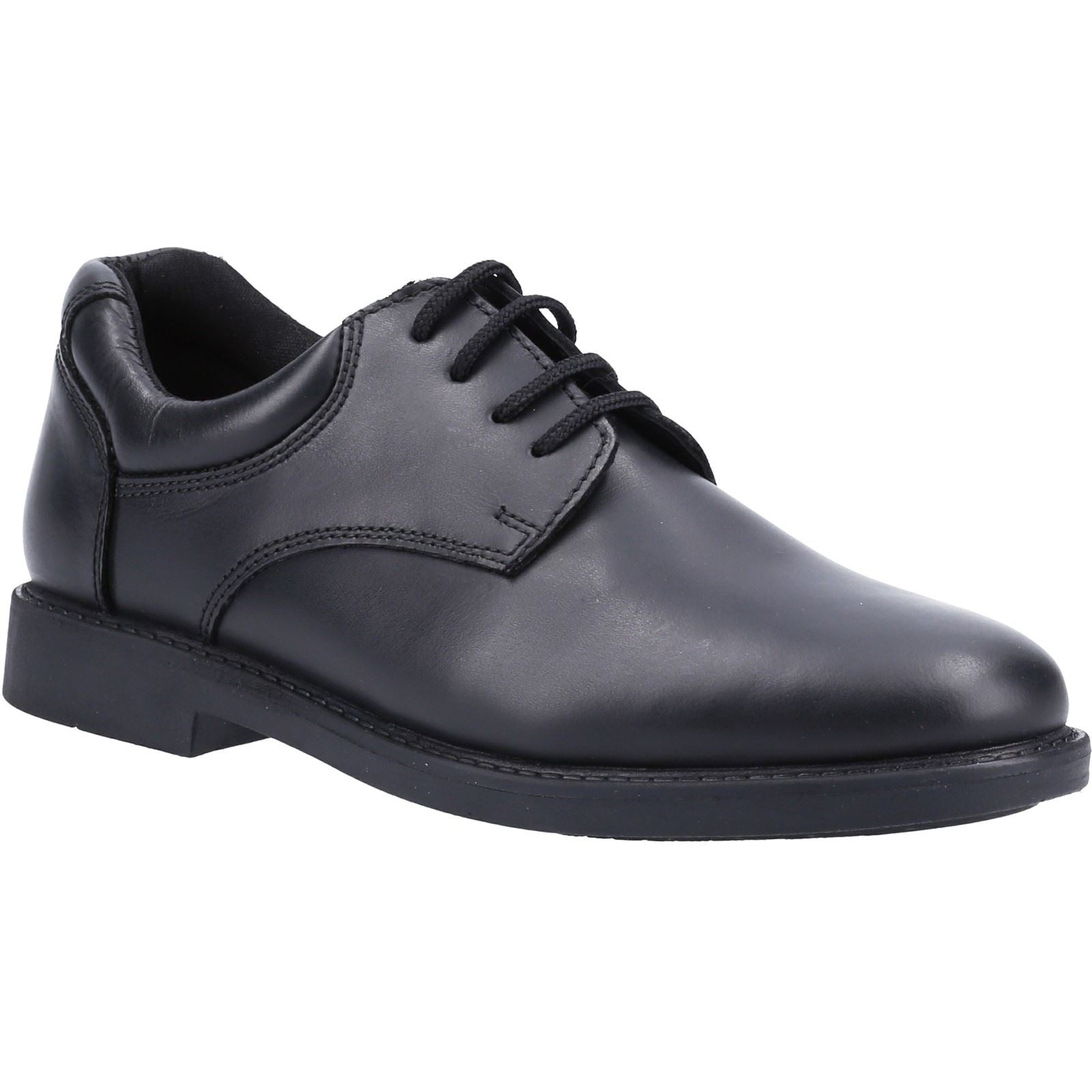 Hush Puppies Tim Junior Chaussures Noires Pour Garçons En Cuir.